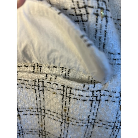 Alexia Admor Women's Ivory Plaid Checkered Farrah Tweed Blazer Size 12 - Picture 7 of 11